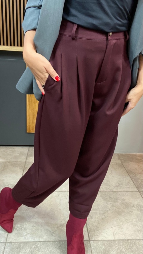 Spodnie z zakładkami - Burgund