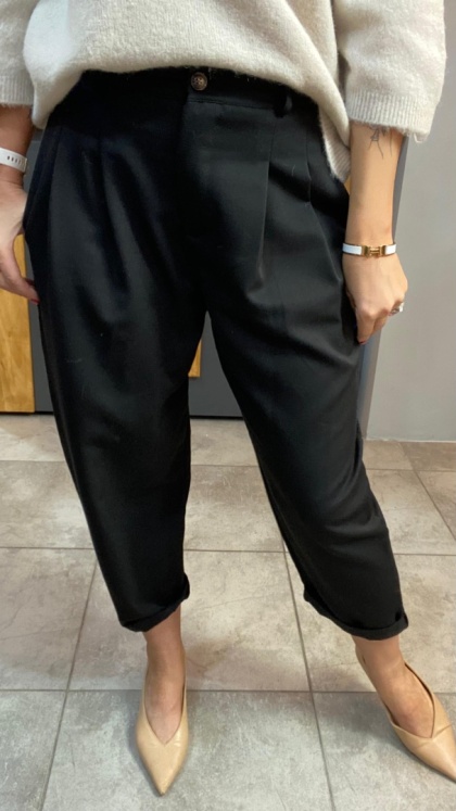 Spodnie z zakładkami - Czarne