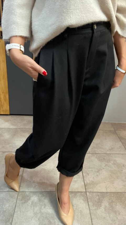 Spodnie z zakładkami - Czarne