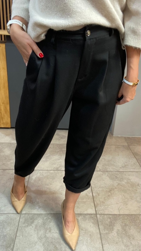 Spodnie z zakładkami - Czarne