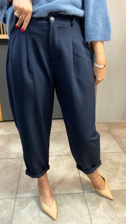 Spodnie z zakładkami - Granat