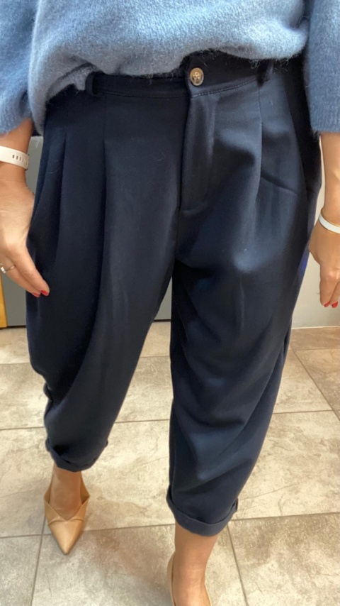 Spodnie z zakładkami - Granat