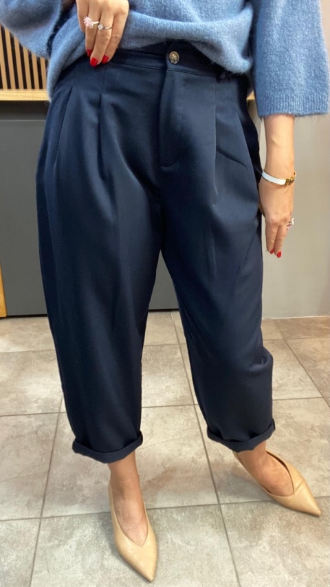 Spodnie z zakładkami - Granat