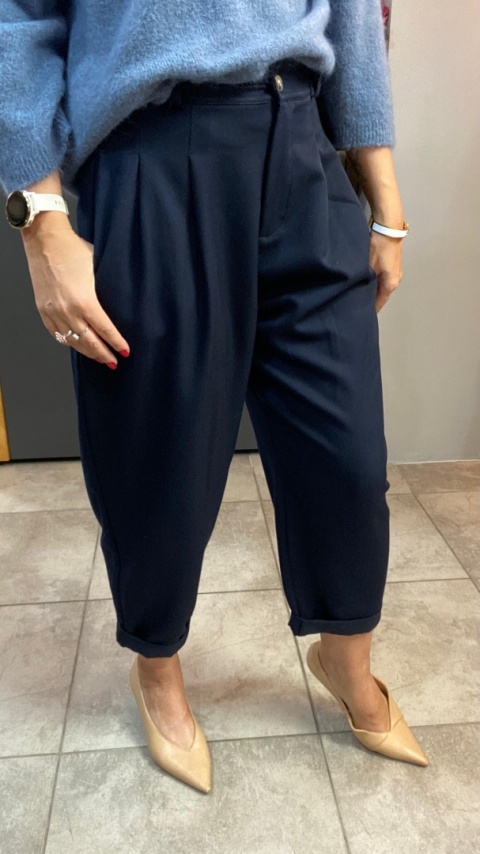 Spodnie z zakładkami - Granat