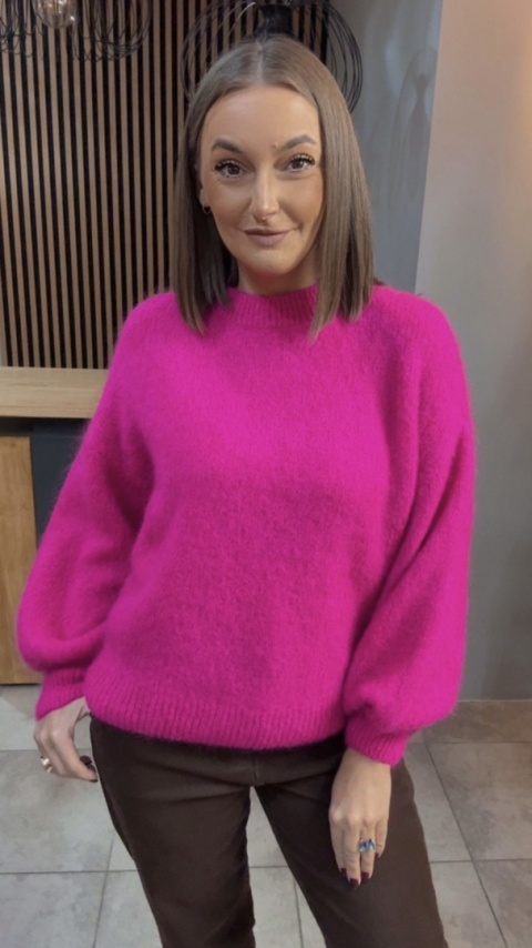 Sweter CXL Collection z moherem – Fuksja