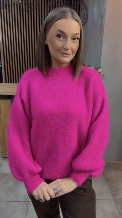 Sweter CXL Collection z moherem – Fuksja