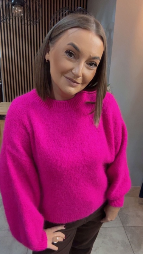 Sweter CXL Collection z moherem – Fuksja