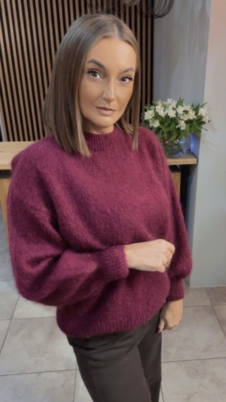 Sweter CXL Collection z moherem – Bordo