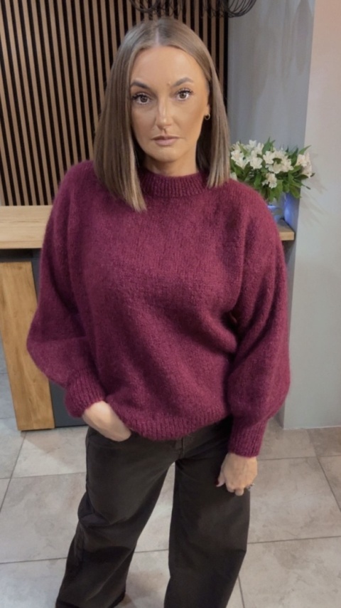 Sweter CXL Collection z moherem – Bordo