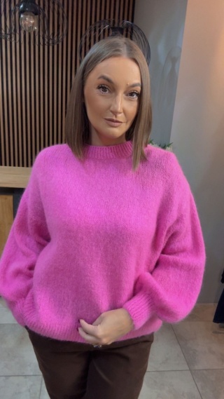 Sweter CXL Collection z moherem – Różowy