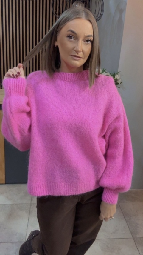 Sweter CXL Collection z moherem – Różowy