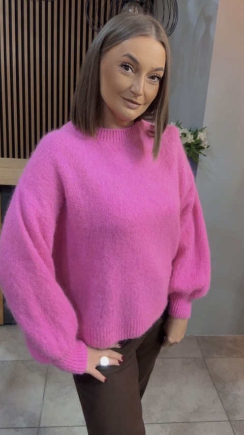 Sweter CXL Collection z moherem – Różowy