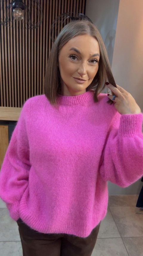 Sweter CXL Collection z moherem – Różowy