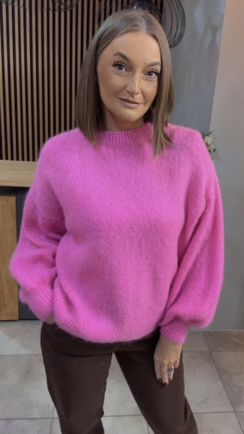 Sweter CXL Collection z moherem – Różowy