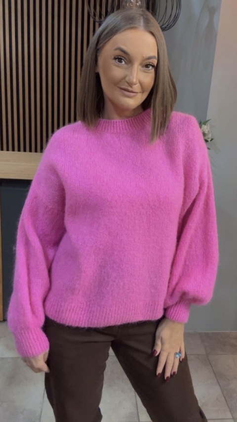 Sweter CXL Collection z moherem – Różowy