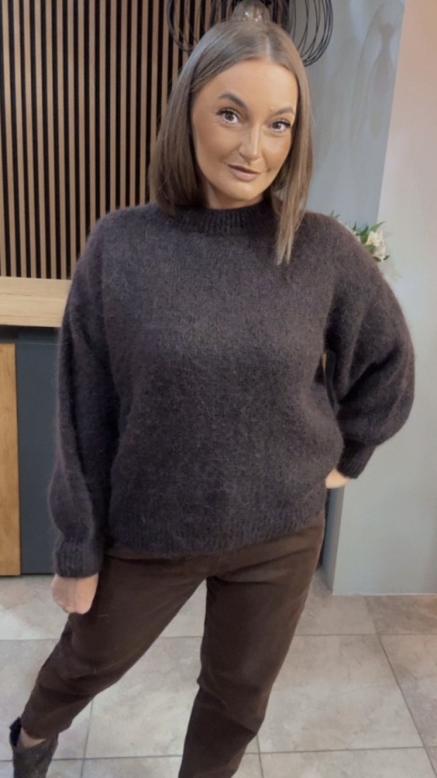 Sweter CXL Collection z moherem - Czekolada