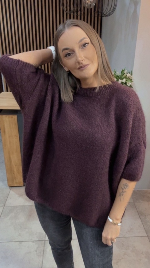 Sweter CXL - miękki i stylowy - Bakłażan