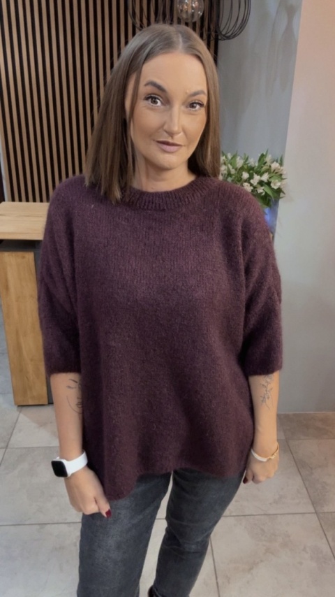 Sweter CXL - miękki i stylowy - Bakłażan