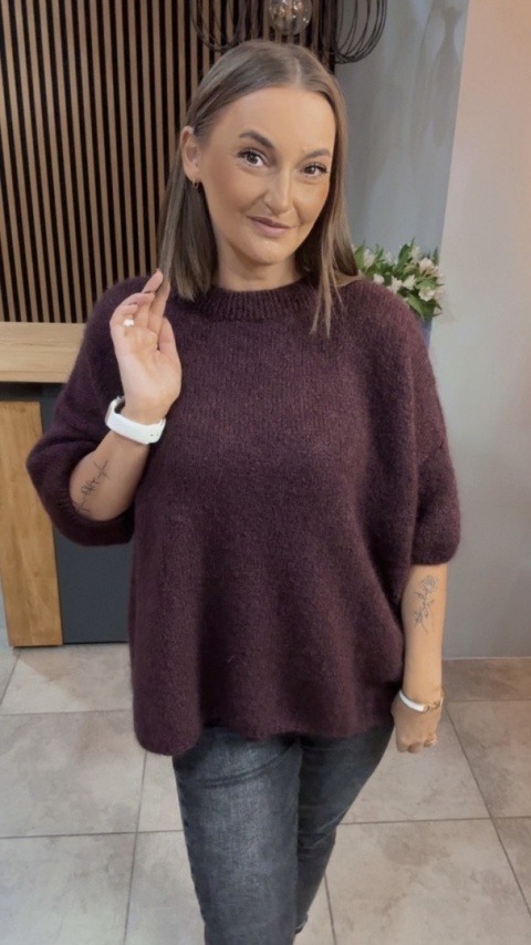 Sweter CXL - miękki i stylowy - Bakłażan