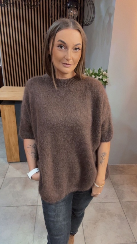 Sweter CXL - miękki i stylowy - Brąz