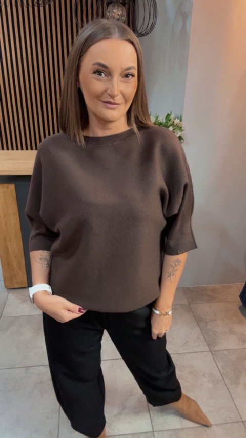 Sweter E-Woman Fashion - Brąz