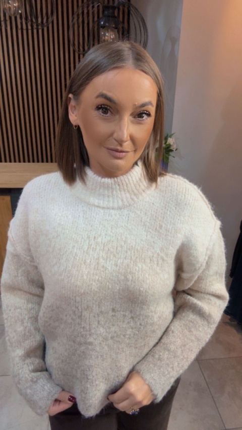 Sweter damski Vinceotto z domieszką wełny - Beżowy