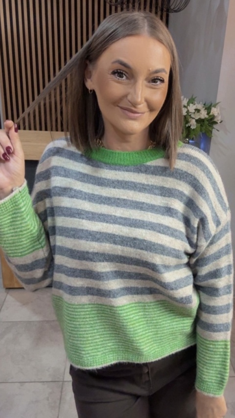 Sweter w paski Made in Italy - Zielony