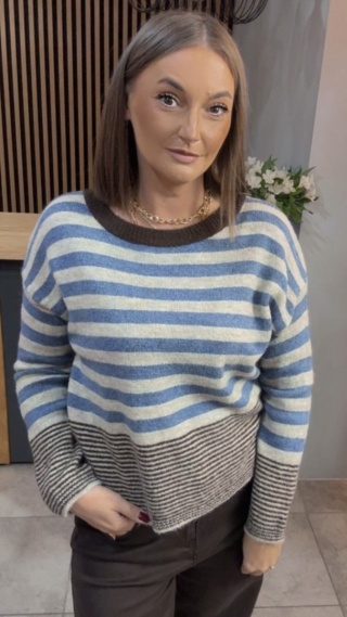 Sweter w paski Made in Italy - Niebieski