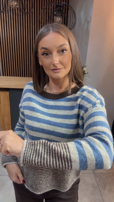 Sweter w paski Made in Italy - Niebieski