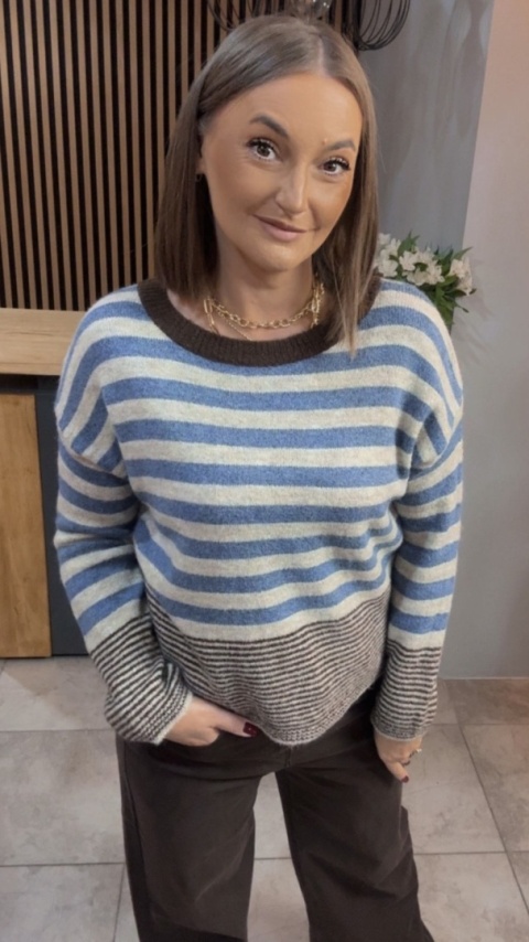 Sweter w paski Made in Italy - Niebieski