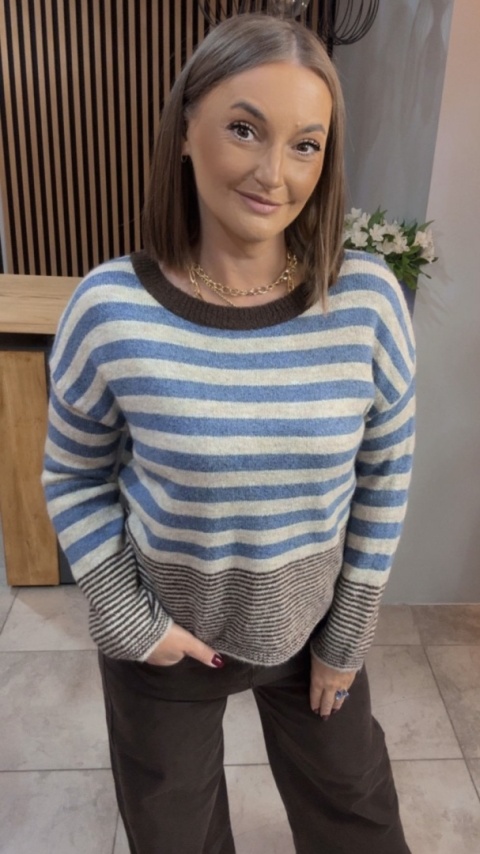 Sweter w paski Made in Italy - Niebieski