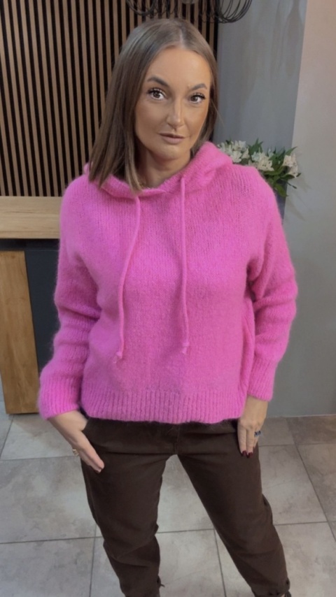 Sweter z kapturem CXL Collection - Fuksja