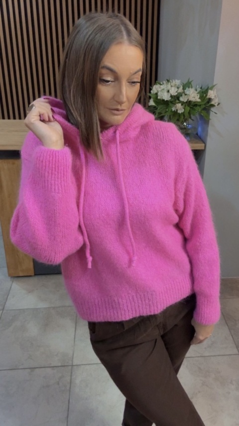 Sweter z kapturem CXL Collection - Fuksja