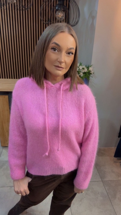 Sweter z kapturem CXL Collection - Różowy