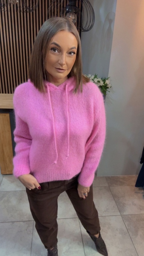 Sweter z kapturem CXL Collection - Różowy