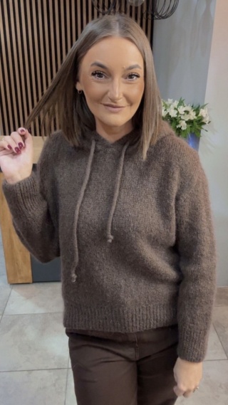 Sweter z kapturem CXL Collection - Czekolada