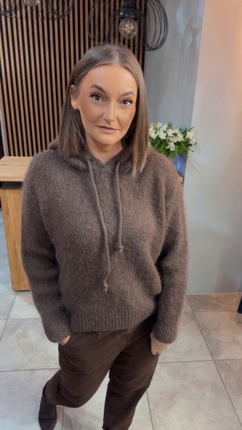 Sweter z kapturem CXL Collection - Czekolada