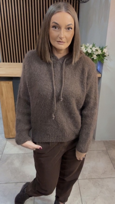 Sweter z kapturem CXL Collection - Czekolada