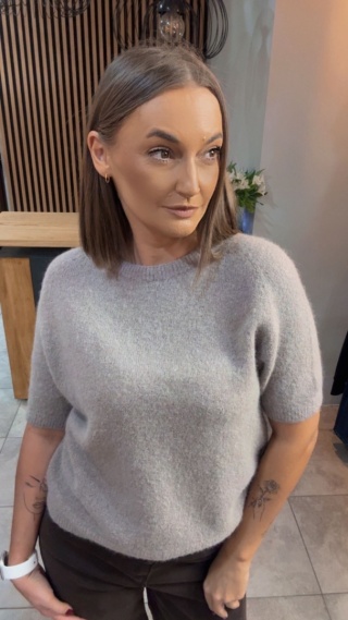 Sweter z krótkim rękawem z baby alpaki - Jasne Fango