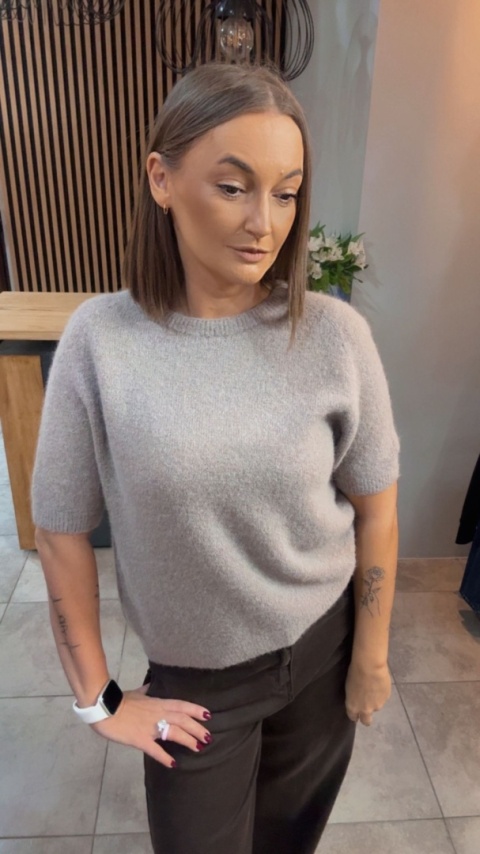 Sweter z krótkim rękawem z baby alpaki - Jasne Fango