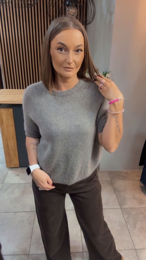 Sweter z krótkim rękawem z baby alpaki - Fango