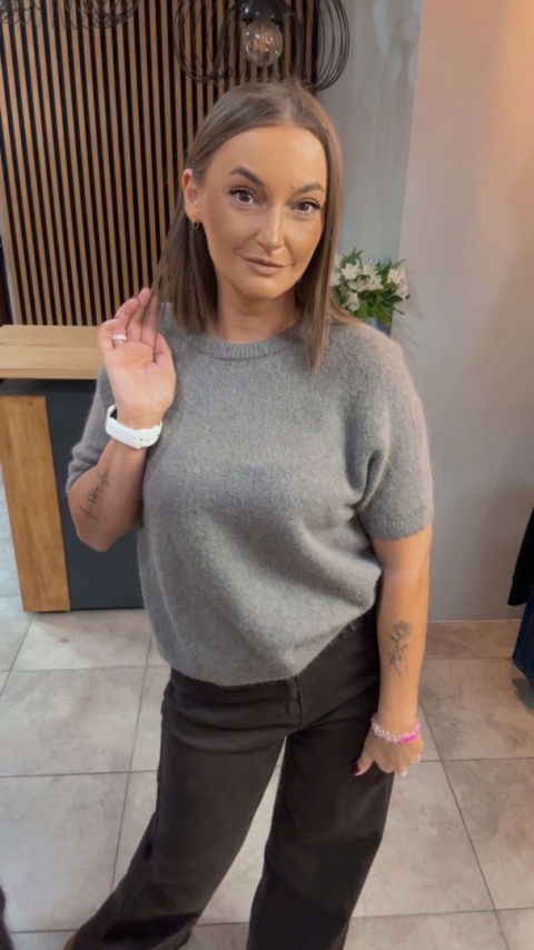 Sweter z krótkim rękawem z baby alpaki - Fango