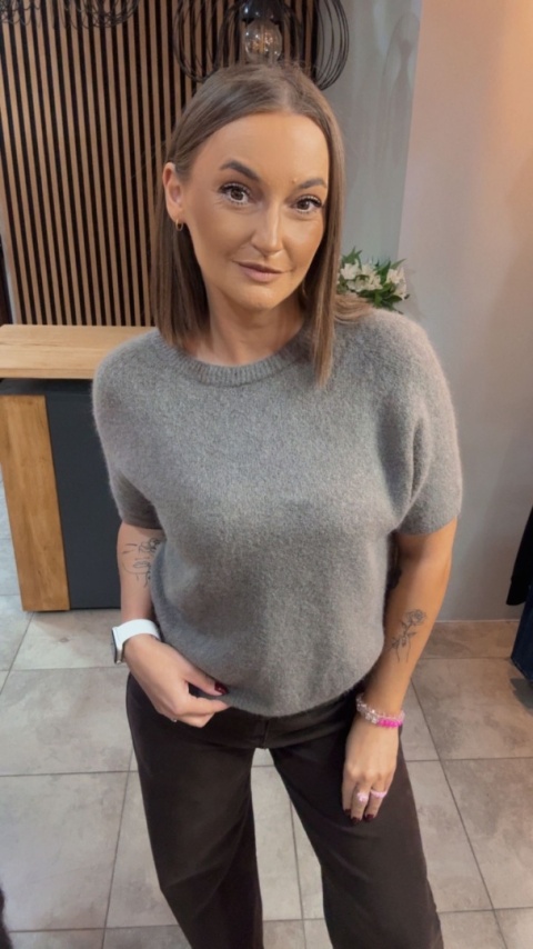 Sweter z krótkim rękawem z baby alpaki - Fango