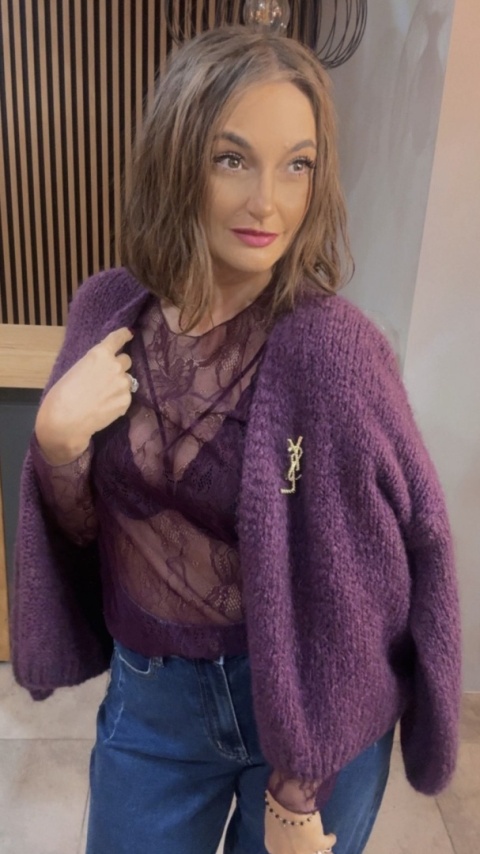 Bluzka koronkowa Alise - Burgund