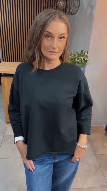 Bluzka surowa z długim rękawem Wendy Trendy - Czarna