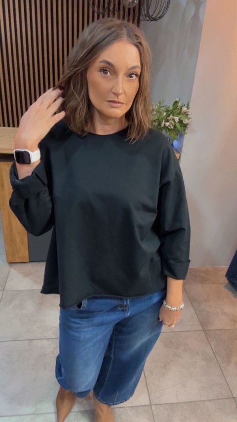 Bluzka surowa z długim rękawem Wendy Trendy - Czarna