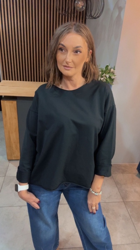 Bluzka surowa z długim rękawem Wendy Trendy - Czarna