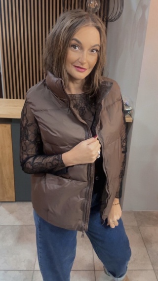 Kamizelka Naturalny Puch Nadwymiar Czekolada