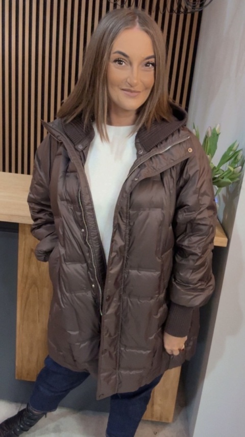 Kurtka Puchowa Flexi Hood - długa, z odpinanym kapturem