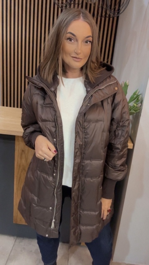 Kurtka Puchowa Flexi Hood - długa, z odpinanym kapturem